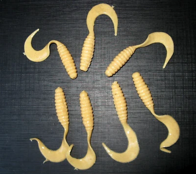 7 Stück Jigs ca. 6cm Mann`s Farbe creme (zw.weiß und gelb) sehr weich - Bild 1 von 2