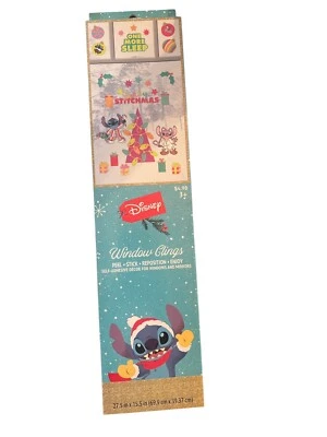DISNEY STITCH CHRISTMAS «Веселые стежки» многоразового использования окна зажимы 1 лист праздник - Изображение 1 из 4