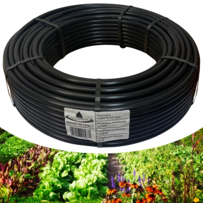 TUBO IRRIGAZIONE da GIARDINO in POLIETILENE 16 mm PN6 GIARDINAGGIO ORTO 50 mt