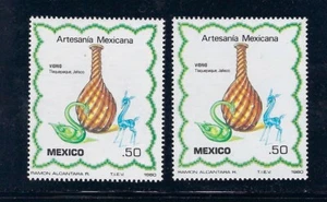 MEXICO "BASE, ARTESANIAS" PHOSPHORESCENCE ON 2 PAPER VAR SC#1220 (FL37)* - Picture 1 of 1