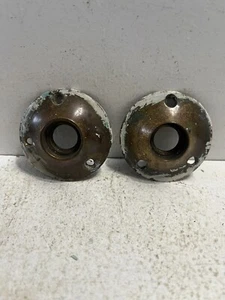 - Vintage Messing Türklinke Rosette Rückenplatte Türbeschlag Ausschlachten Paar - Bild 1 von 6