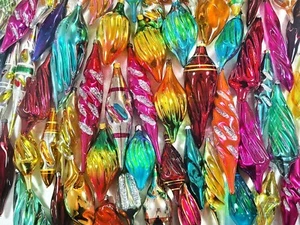 Long Icicle Christmas Ornament Retro Mercury Soviet Tree Decoration Twisted Cone - Picture 1 of 16