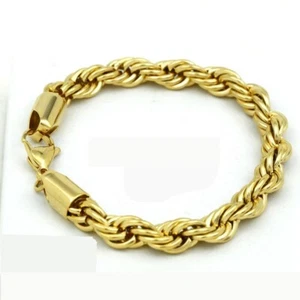 Herren 8,5" Edelstahl 9mm breit, Seil Kette Armband vergoldet * Box - Bild 1 von 2