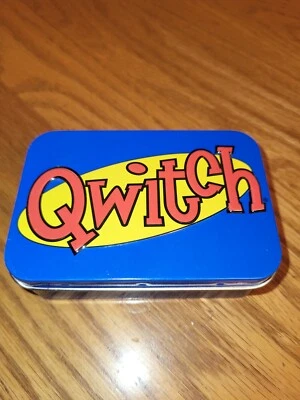 Qwitch Maureen Hiron's Quick Switch Family Card Game Blue Metal Travel Tin 2005 - Image 1 of 4