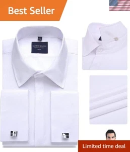 Men's Dress Shirts French Cuff Long Sleeve Regular Fit Include Metal Cufflink... - Picture 1 of 8