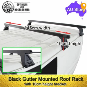 Black 10cm 148cm Aluminium Heavy Duty Universal Gutter Mount Roof Rack Cross Bar - Picture 1 of 2