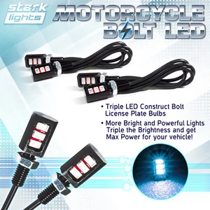 4x Motorcycle Screw 3-SMD LED Bolt Lamp Car License Plate Light ICE WHITE 8K (E) - Picture 1 of 4