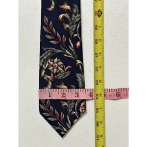 Oscar De La Renta Couture Neck Tie Blue Floral Foliage Leaves Men's - Picture 1 of 5
