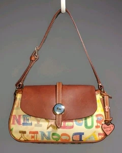 VERY NICE DOONEY & BOURKE MINI FLAP PURSE WITH A COLORFUL RAINBOW ZIPPER - Bild 1 von 10
