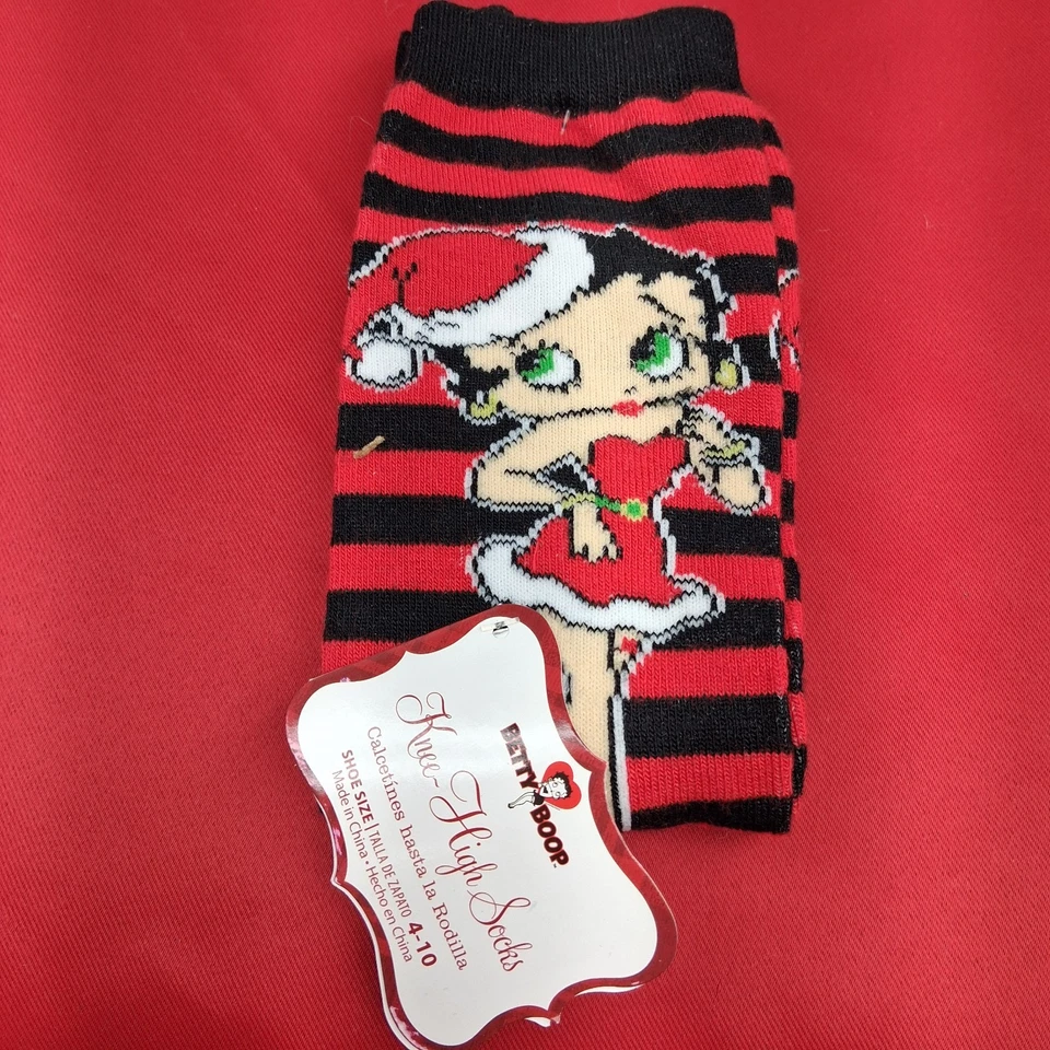 NUEVO CON ETIQUETAS Betty Boop Navidad Calcetines hasta la rodilla Damas 4-10 Foto 1 de 4
