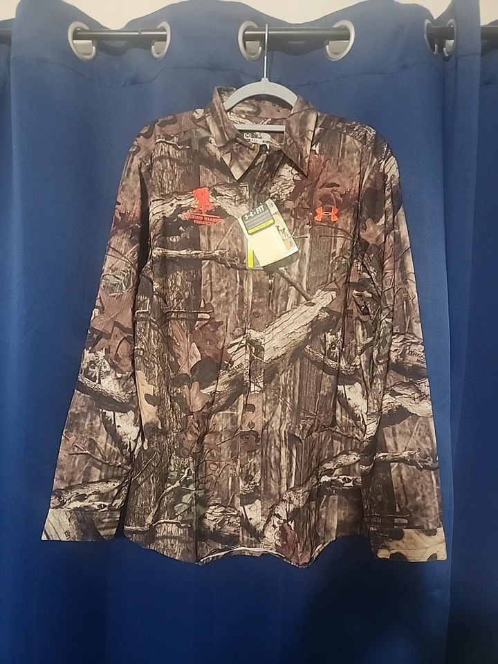 UNDER ARMOUR MOSSY OAK CAMO BUTTON UP "WOUNDED WORRIOR PROJECT" SIZE: SMALL - Image 1 of 4