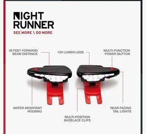 Night Runner 270 LED Shoes Lights Rechargeable, Water-Resistant - Picture 1 of 1