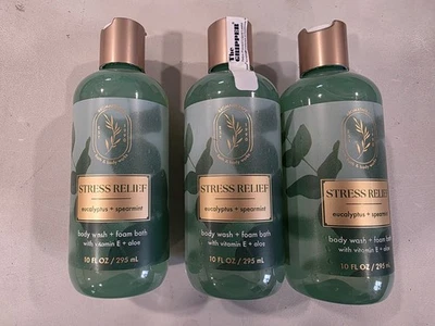 3x Bath & Body Works Aromatherapy Eucalyptus Spearmint Body Wash & Foam Bath