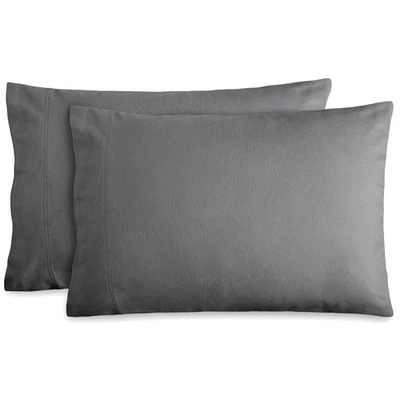 Juego de 2 fundas de almohada estándar suaves aterciopeladas - franela de algodón cepillado doble, gris Foto 1 de 4