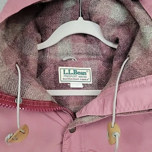 Vintage LL Bean Jacket Coat Sz M Pink Baxter State Parka Hooded Plaid Wool Lined - Picture 1 of 19
