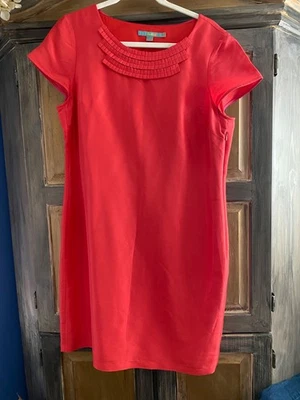 Vestido de seda forrado Boden con cuello plisado a medida talla 10. Rosa intenso y forrado Foto 1 de 4