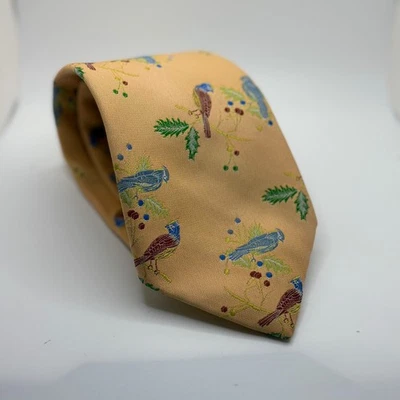 Corbata de cuello Sears The Mens Store patrón de pájaro y acebo 100 % poliéster Foto 1 de 4