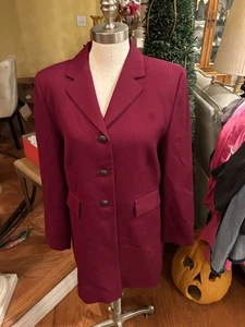 Pendleton 100% Pure Virgin Wool Cranberry/Maroon Blazer Size 14. 3/4 length - Picture 1 of 7