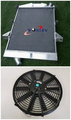 NJ-3 ROW Aluminum Radiator + FAN for Jaguar XK140 3.4L 1955 1956 1957 manual new Foto 1 de 4