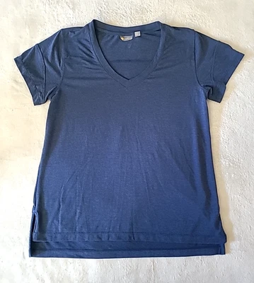 Zella Small Blue V Neck Performance Tee Short Sleeve Stretch Active T Shirt Gym - Image 1 of 4