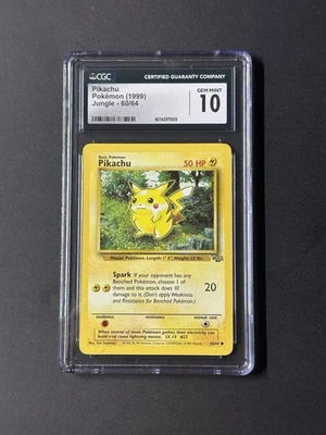 CGC 10 GEM MINT Pikachu 1999 Jungle 60/64 Pokemon Card - Image 1 of 2