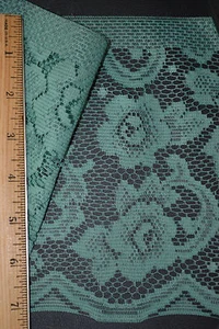 Encaje - 7"w Encaje plano - Diseño floral - verde azulado - Imagen 1 de 1