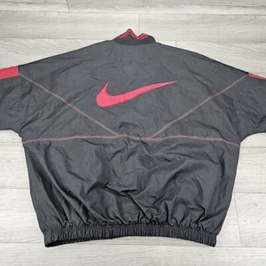 Vintage 90s Nike Pullover Windbreaker Jacket Quarter Zip Big Swoosh Mens Size L - Picture 1 of 8