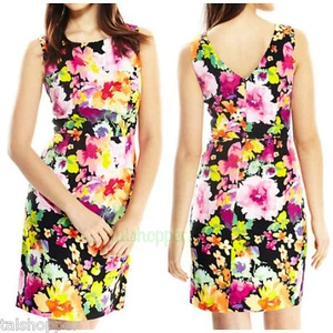 NEW MUSE Floral Sleeveless Sheath Day to Night Shift Dress NWT 12 $139 So Cute! - Picture 1 of 4