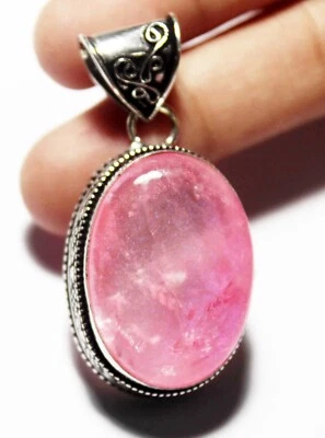 Pink Rainbow Oval Shape Gemstone Handmade Pendant Jewelry Size 2 inches - Image 1 of 4
