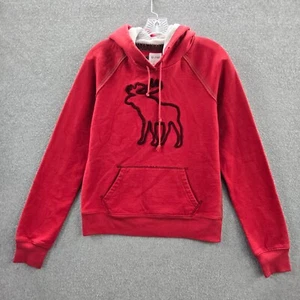 Abercrombie & Fitch Girls Sweatshirt L Red Hoodie Logo Drawstring Pullover READ - Picture 1 of 10
