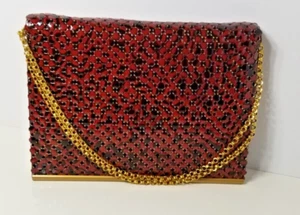 Whiting & Davis Mesh Purse, Red. 10 inch. - Picture 1 of 7