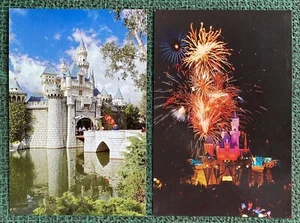 Vintage Disneyland SLEEPING BEAUTY CASTLE POSTCARDS Fantasy in the Sky Fireworks - Picture 1 of 2