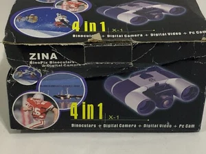 ZINA 4 in1 10 x 25 BINOCULARS & DIGITAL CAMERA & DIGITAL VIDEO & PC CAM NIB - Picture 1 of 5