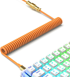 XINMENG C02 Coiled Keyboard Cable, Pro Custom USB-C Aviator Cable for Mechanical