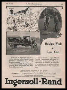 1926 Ingersoll Rand Foto Straßenarbeiter Einsatz Kompressor Pflasterbrecher Druck Anzeige - Bild 1 von 1