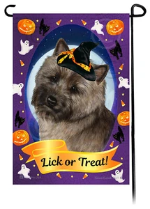 Halloween Garden Flag - Brindle Cairn Terrier - Picture 1 of 1