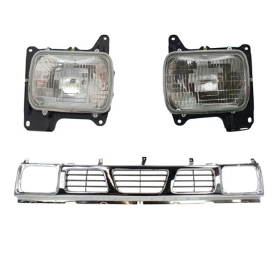 Conjunto de rejilla + juego de faros halógenos para camioneta Nissan D21 1993-1997 Foto 1 de 4