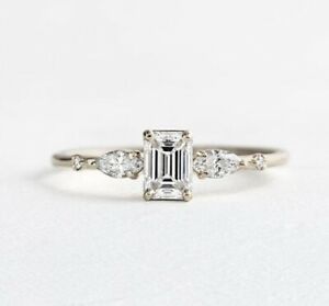 IGI Lab Grown Diamond Engagement Ring 1.60 Ct Emerald Cut 950 Platinum Size 8