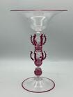 ROYALTY! TALL MURANO SALVIATI GLASS DOUBLE CROWN STEM IN CRANBERRY COMPOTE
