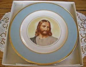 Placa de colección Syracuse China JESÚS oro azul 10 3/4" con caja ~ - Imagen 1 de 9