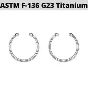 18G 5/16" G23 TITANKUGEL GEFÄLSCHT CLIP AUF CREOLEN NASE SEPTUM OHR HELIX KÖRPERSCHMUCK - Bild 1 von 2