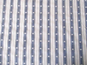 1 YD DENIM BLUE COLOR & WHITE STARS IN STRIPE PATTERN 100% COTTON - Picture 1 of 3