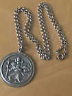 1970's Georg Jensen Imported 925 Silver St. Christopher Pendant & Chain 28mm 15g