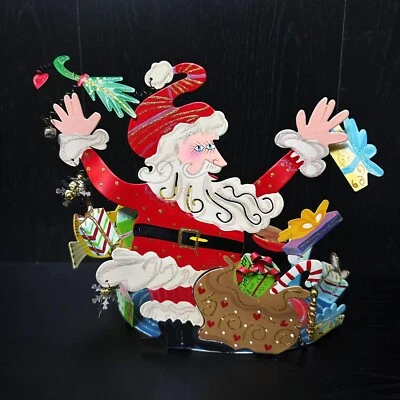 Santa's Christmas Fanciful Flights Metal Karen Rossi Silvestry Stand Card Holder - Image 1 of 4