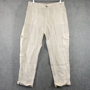 Chicos Linen Capri Pants 0.5 Small Pull On Drawstring Pockets