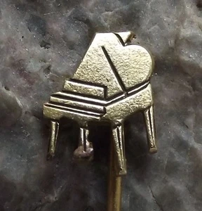 Beautiful Vintage Golden Baby Grand Piano Shaped Motif Tie Pin Badge Brooch - Picture 1 of 5