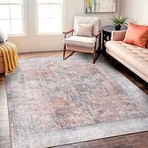 Rugshop Large Rugs Vintage Transitional Boho Machine Washable Living Room Rugs - Picture 1 of 75