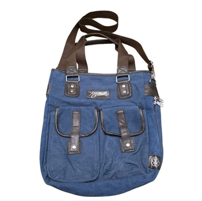 The American Outdoorsman 蓝色帆布男式邮差包 — 第 1/4 张图片