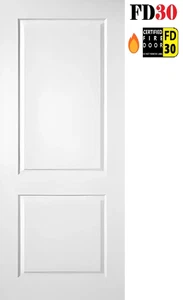 PREMDOR Cambridge White 2 Panel White Primed Smooth Fire Door FD30 Various Size - Picture 1 of 4