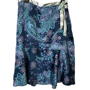 New York & Company Whimsigoth Silk Satin Y2K Skirt Blue Purple Fairy Midi 16 - Picture 1 of 16